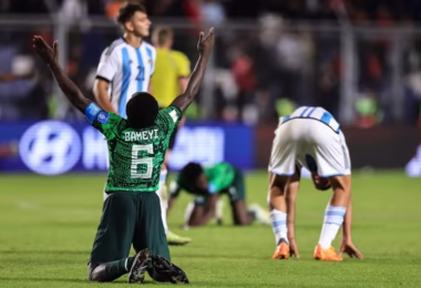 Daniel Bameyi celebrates during the U20 World Cup in 2023.avif
