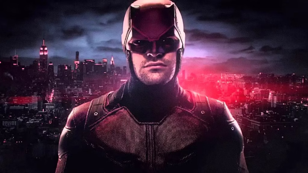 charlie cox s matt murdock wears his netflix suit in front of new york s hell s kitchen in daredevil