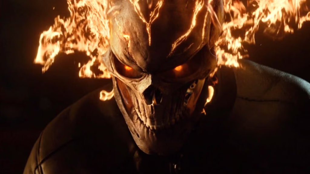 gabriel luna s robbie reyes transforms into ghost rider wearing a leather jacket in agents of shield
